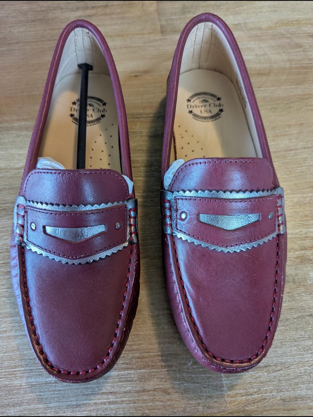 Driver Club USA Burgundy Leather Penny Loafers